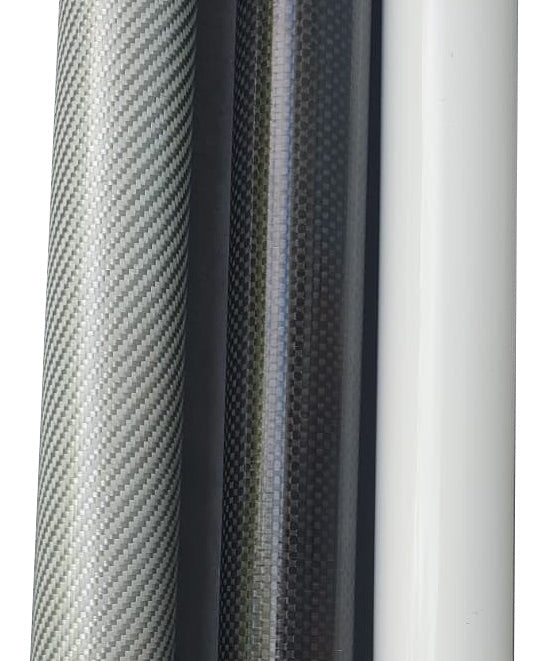 Carbon fiber sun shade poles in white, black, and silver