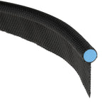 Black keder rope sewn into the leading edge of a custom Sunshade panel, shown in cross section