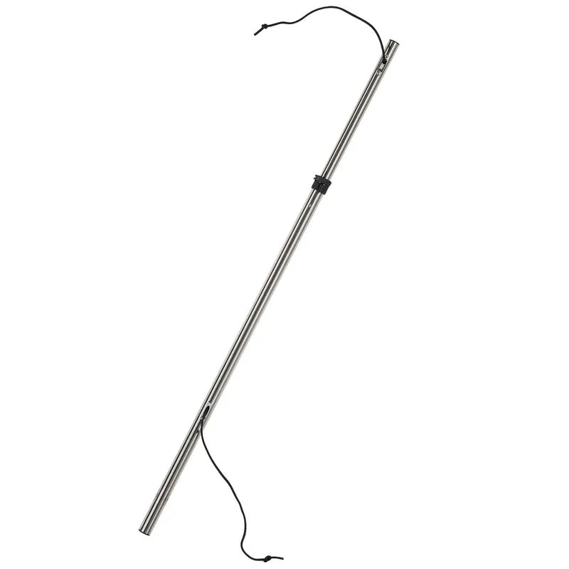 Stainless steel telescoping Sunshade pole, full length with adjustment collar and black tension lanyards at both ends
